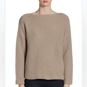 Vince Brown Boatneck Yak Wool Knit Cropped Sweater Size XS